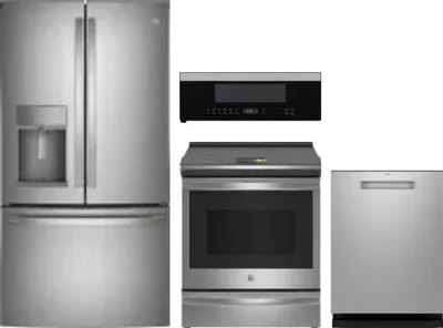 4 Piece Package Includes Refrigerator, Range, Microwave And Dishwasher